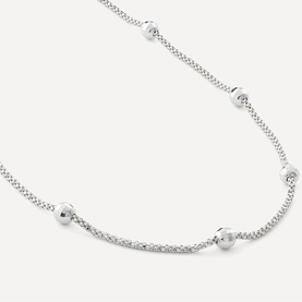 Juvi Disco Ball Necklace in silver sterling silver with diamond-cut beads and intricate curb chain detailing