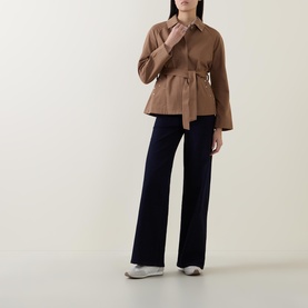 Short Stud Embellished Belted Trench Coat