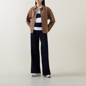 Short Stud Embellished Belted Trench Coat