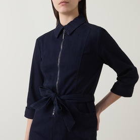 Half-Zip Denim Dress