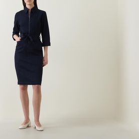 Half-Zip Denim Dress