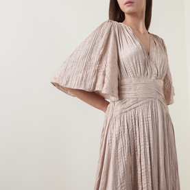 Pliss&eacute; Flared Dress