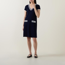Contrast Trim Knitted Dress