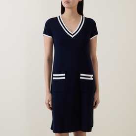 Contrast Trim Knitted Dress