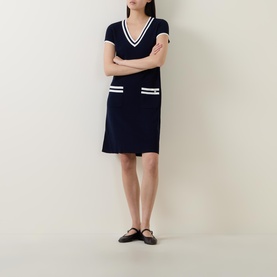 Contrast Trim Knitted Dress
