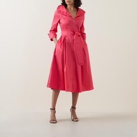 Tie-Fastening Flared Dress