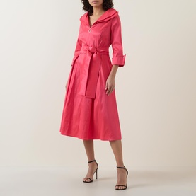 Tie-Fastening Flared Dress