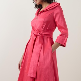 Tie-Fastening Flared Dress