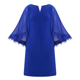 Feather-Trim Cape Dress