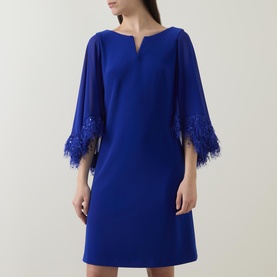 Feather-Trim Cape Dress