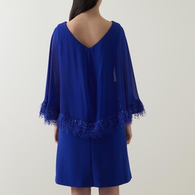 Feather-Trim Cape Dress