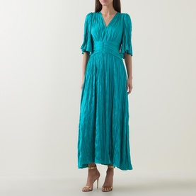 Pliss&eacute; Flared Dress