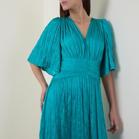 Pliss&eacute; Flared Dress