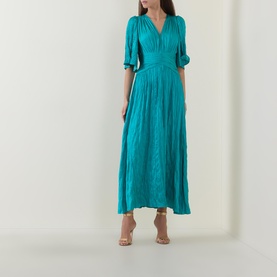 Pliss&eacute; Flared Dress