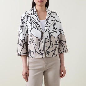 Cropped Floral Biker Jacket