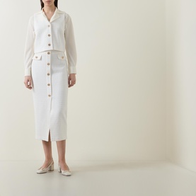 Boucle High-Waist A-line Skirt