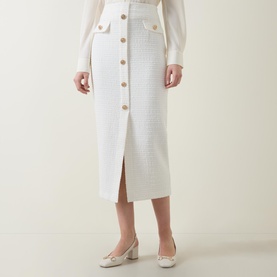 Boucle High-Waist A-line Skirt