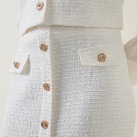 Boucle High-Waist A-line Skirt
