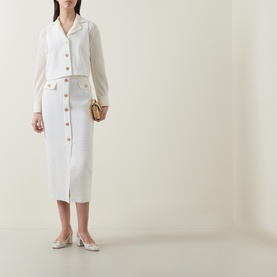 Boucle High-Waist A-line Skirt