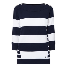 Striped Button-Shoulder Top