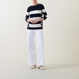 Striped Button-Shoulder Top