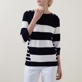 Striped Button-Shoulder Top