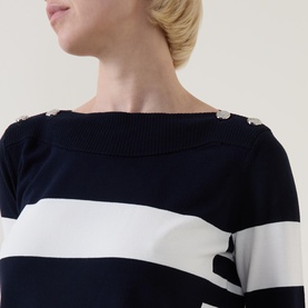 Striped Button-Shoulder Top