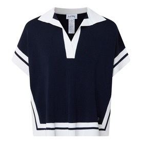 Contrast Trim Polo Sweater