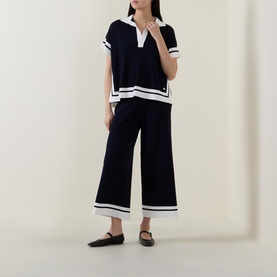Contrast Trim Polo Sweater
