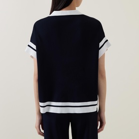 Contrast Trim Polo Sweater