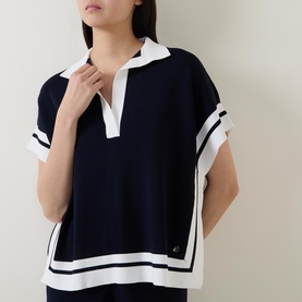 Contrast Trim Polo Sweater