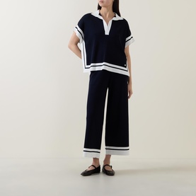 Contrast Trim Polo Sweater