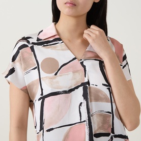 Open Placket Printed Top