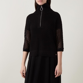 Open Stitch Half Zip Sweater