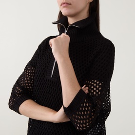 Open Stitch Half Zip Sweater