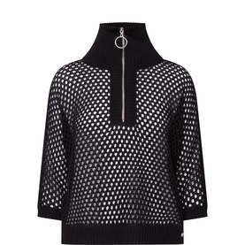 Open Stitch Half Zip Sweater