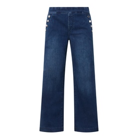 Button High-Rise Wide Leg Jeans