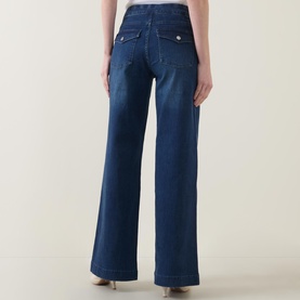 Button High-Rise Wide Leg Jeans