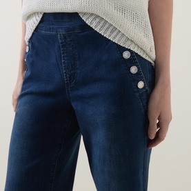 Button High-Rise Wide Leg Jeans