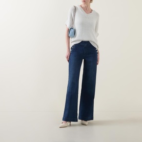 Button High-Rise Wide Leg Jeans