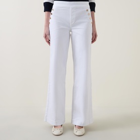 Button Front Wide Leg Trousers