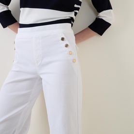 Button Front Wide Leg Trousers