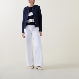 Button Front Wide Leg Trousers