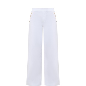 Button Front Wide Leg Trousers