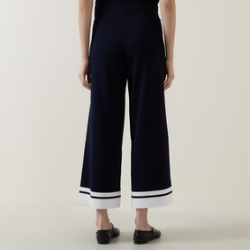 Contrast Trim Wide Leg Trousers