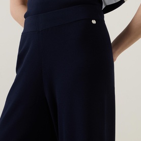 Contrast Trim Wide Leg Trousers