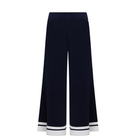 Contrast Trim Wide Leg Trousers