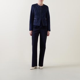 Button Front Wide Leg Trousers