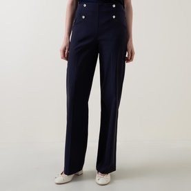 Button Front Wide Leg Trousers