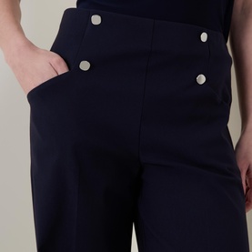 Button Front Wide Leg Trousers